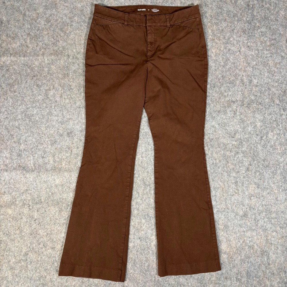 Old Navy Pixie‎ Flare Pants Womens 12 Brown High Rise Secret Smooth Stretch Work